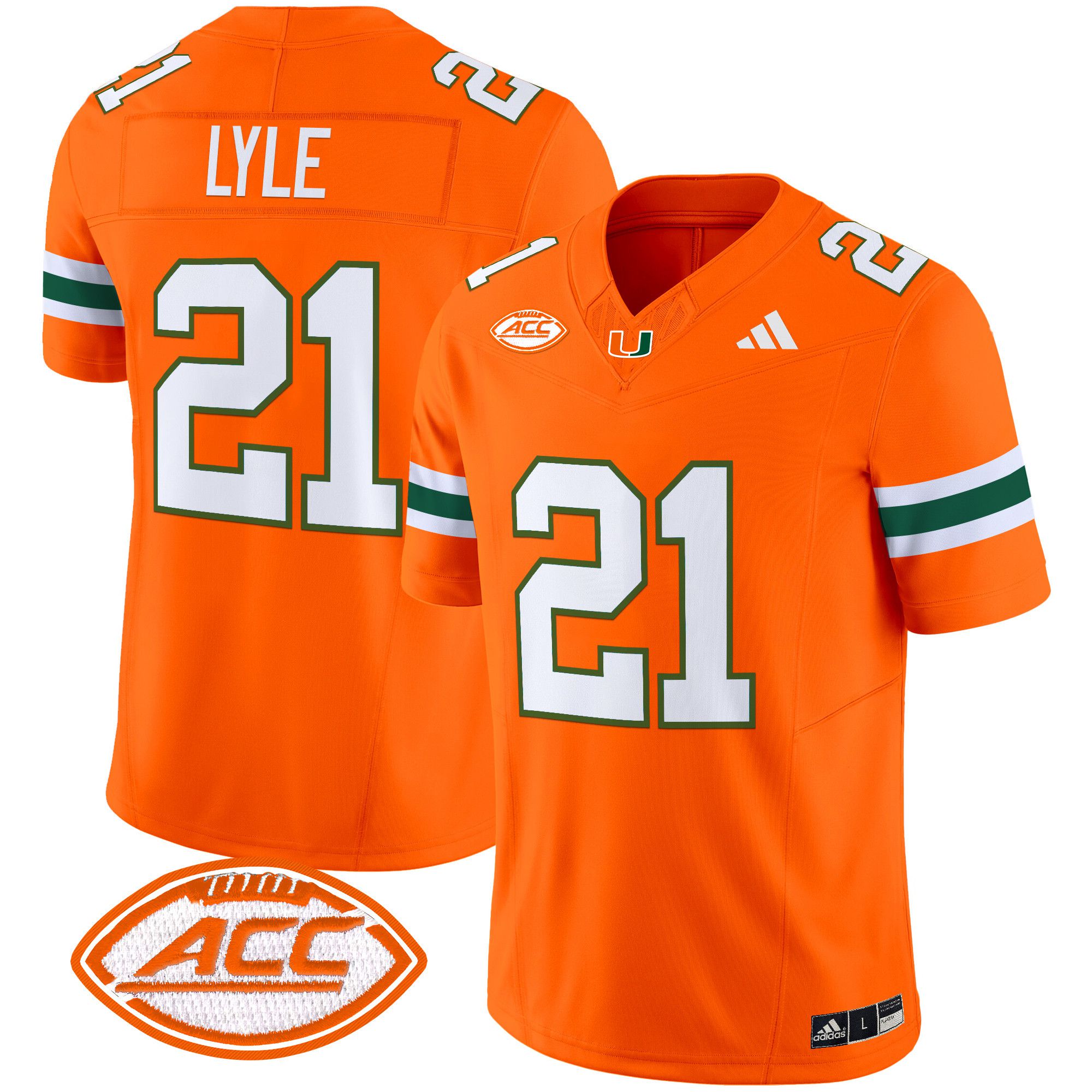 Men Miami Hurricanes #21 Lyle Orange 2024 Vapor Limited NCAA Jersey style 1->ncaa teams->NCAA Jersey